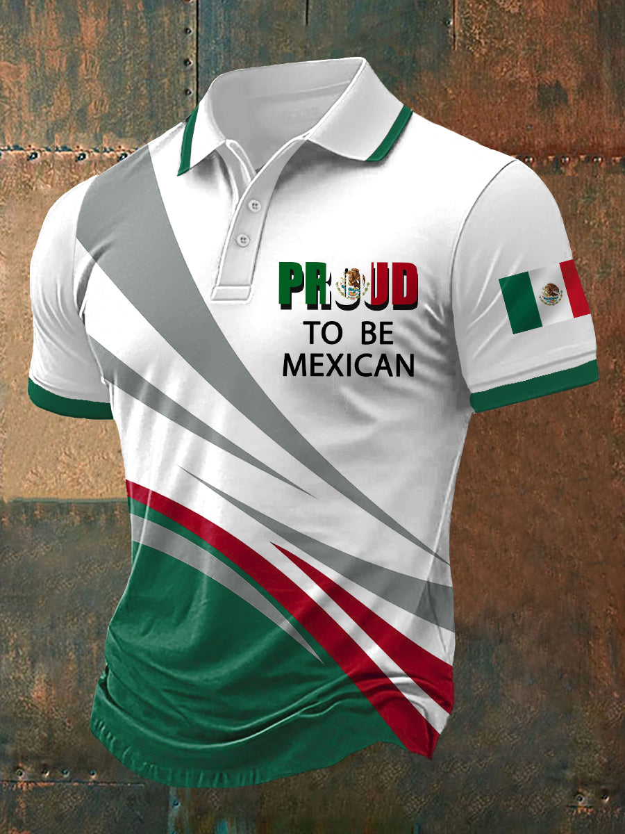Hombre Orgulloso de ser Mexicano, Estampado Bandera Mexicana Casual Top