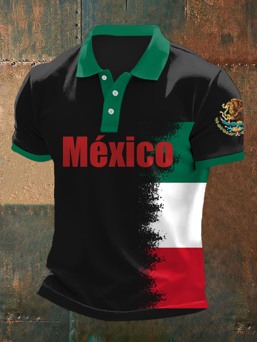 Top Casual con Estampado de Bandera Mexicana para Hombre