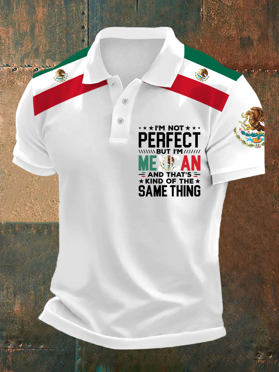 Hombres no soy perfecto pero soy mexicano y eso es algo de lo mismo Top casual con estampado de bandera mexicana