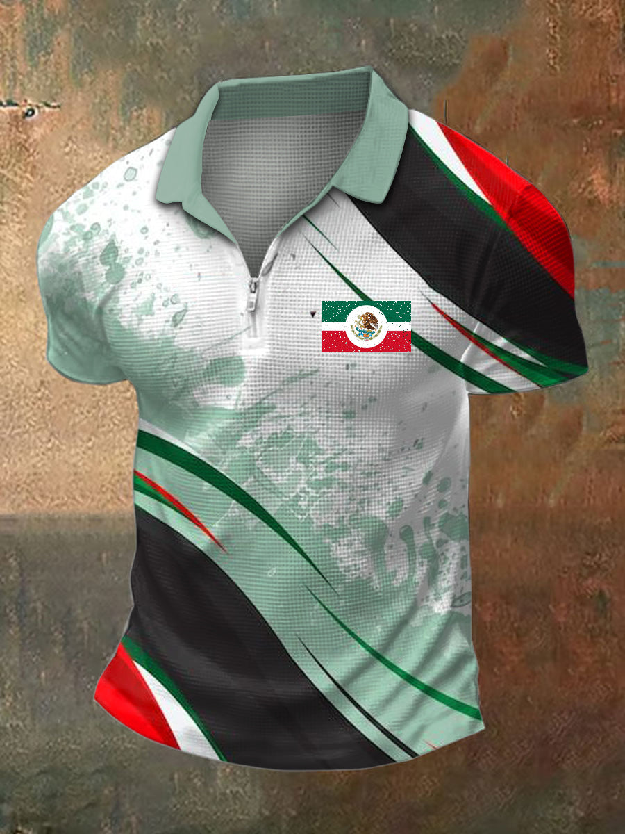 Camiseta de manga corta con estampado mexicano para hombre