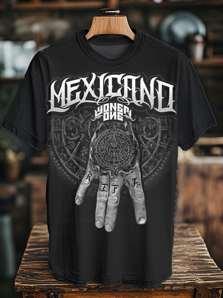 Mexican Aztec Feathered Snake Culture Printed Casual Top para hombre