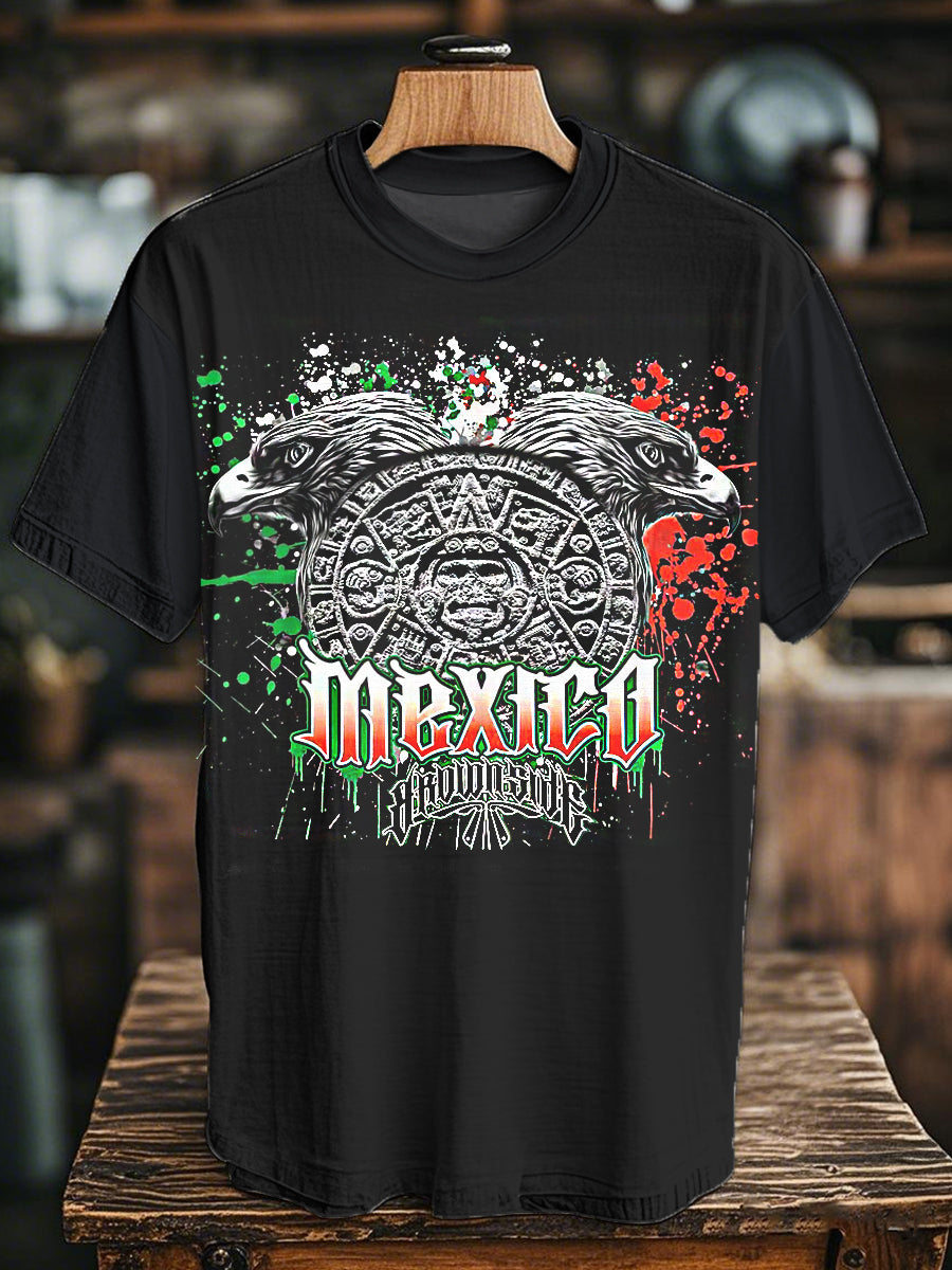 Mexican Aztec Feathered Snake Culture Printed Casual Top para hombre