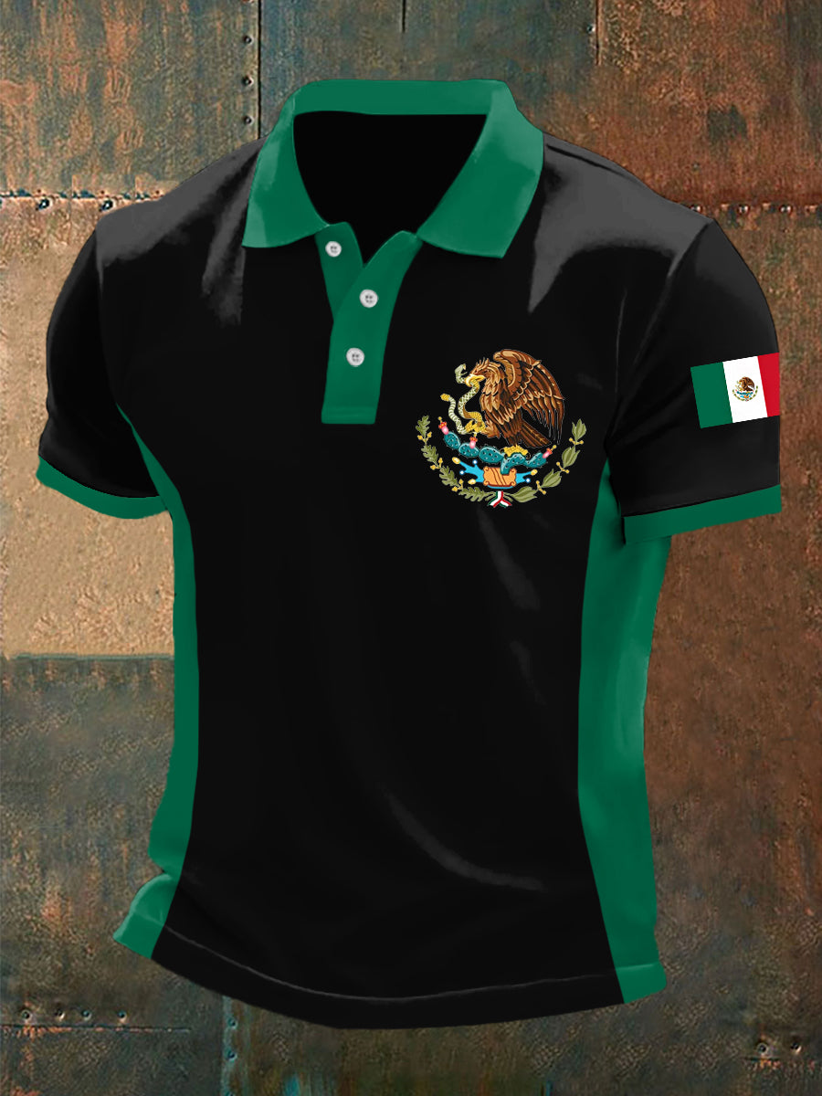 Top casual con estampado de bandera de México para hombre