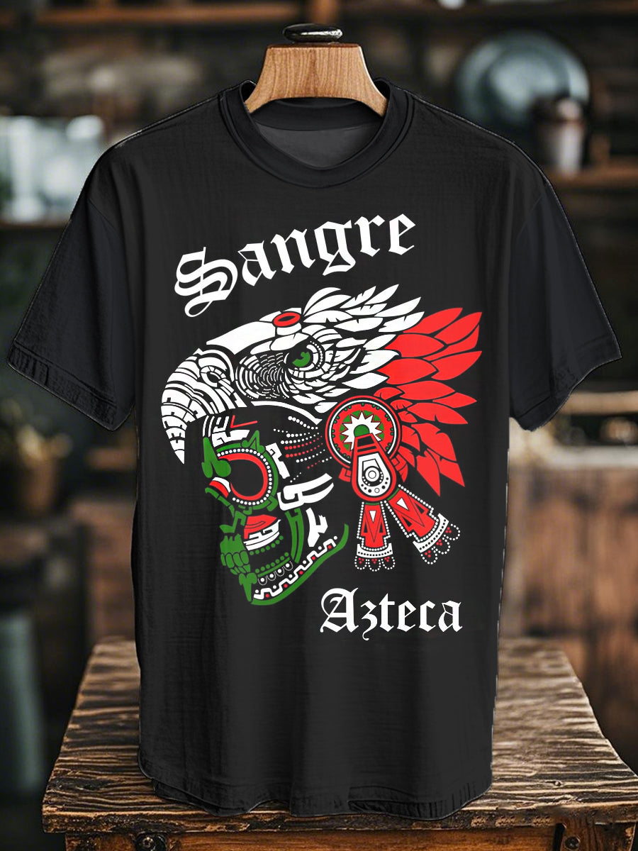Mexican Aztec Feathered Snake Culture Printed Casual Top para hombre