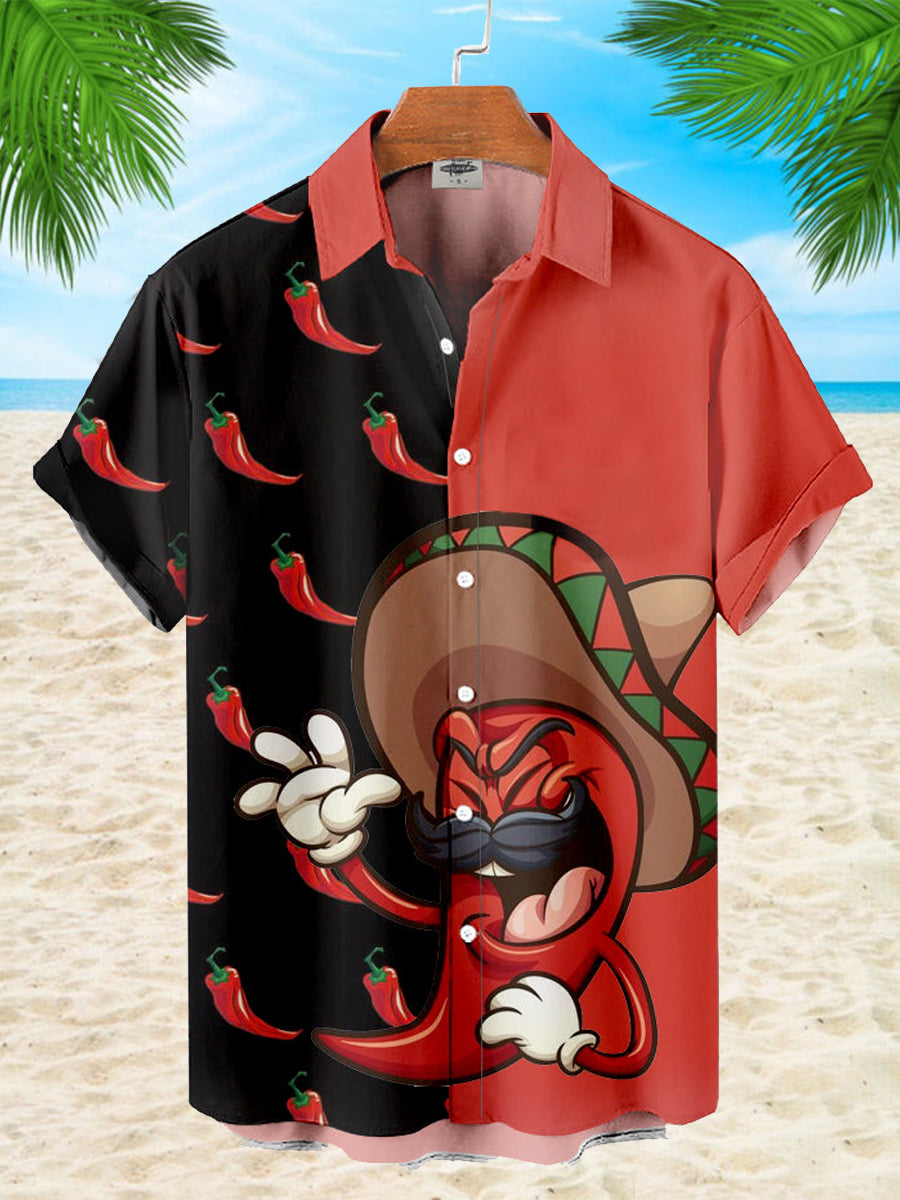 Camisa casual con estampado jalapeño para hombre