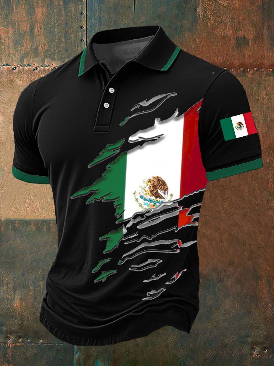 Top Casual con Estampado de Bandera Mexicana para Hombre