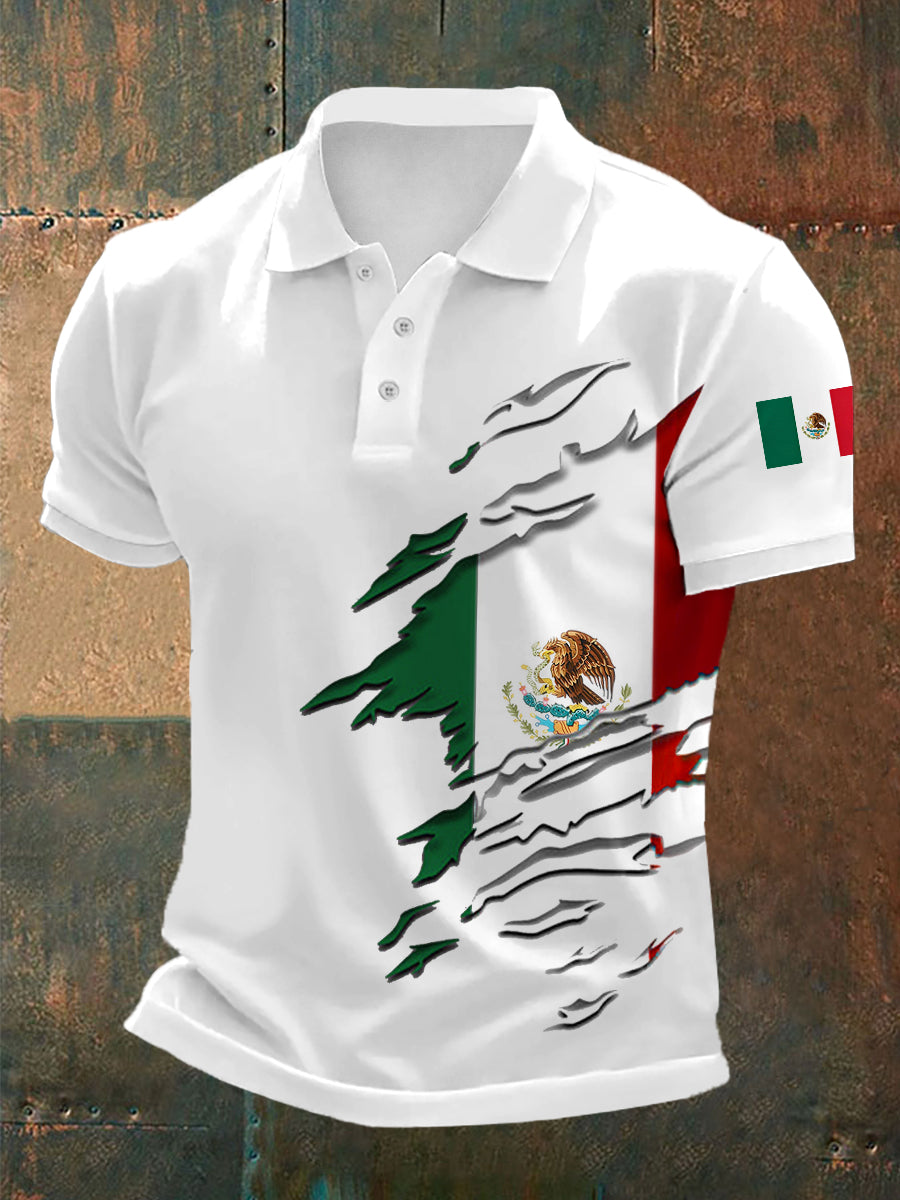 Top Casual con Estampado de Bandera Mexicana para Hombre