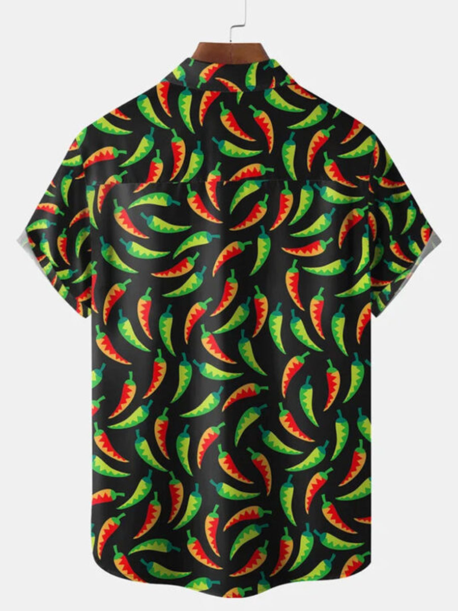 Camisa casual con estampado jalapeño para hombre