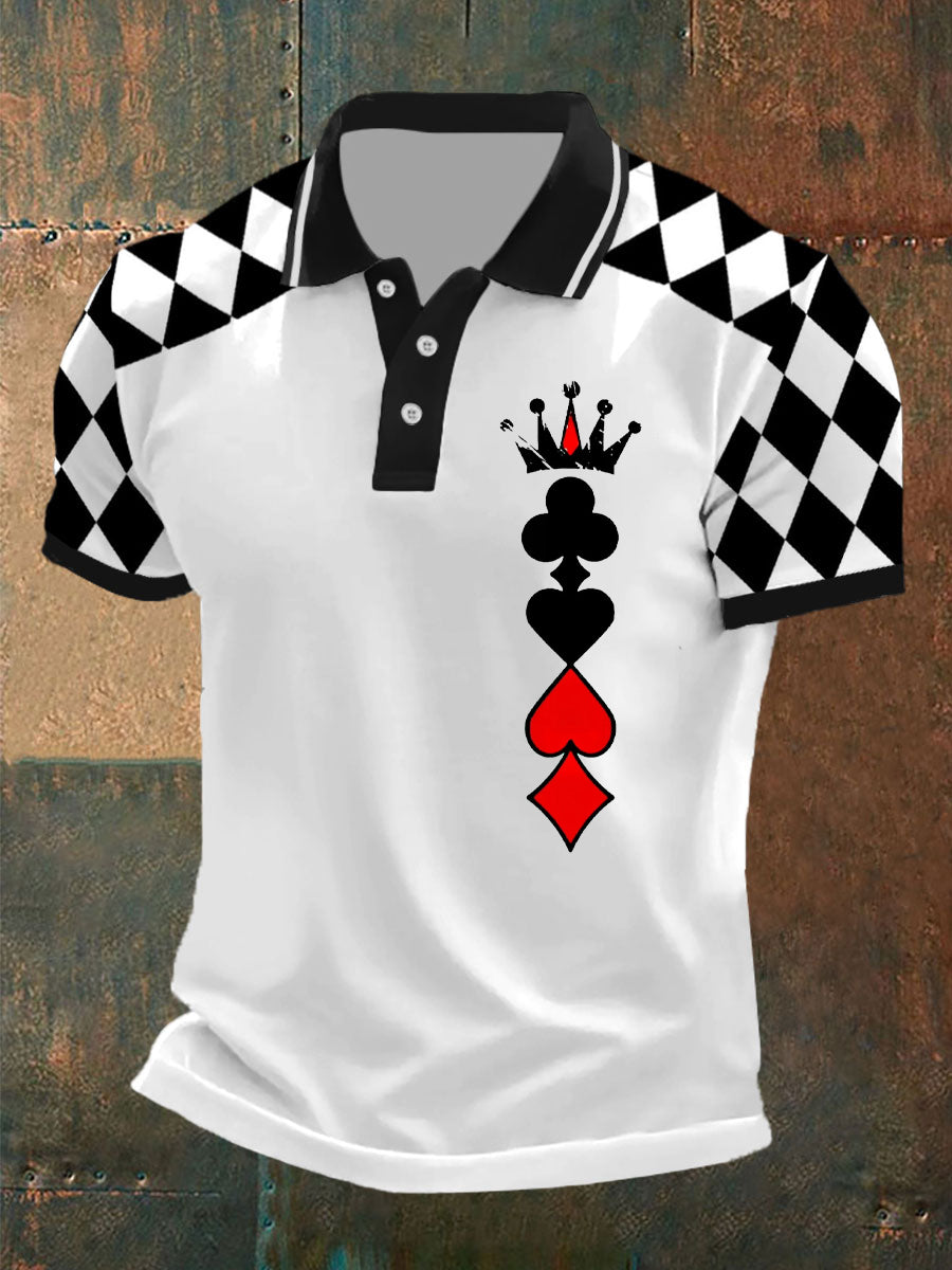 Polo ocasional del patrón del póker de la vendimia de los hombres