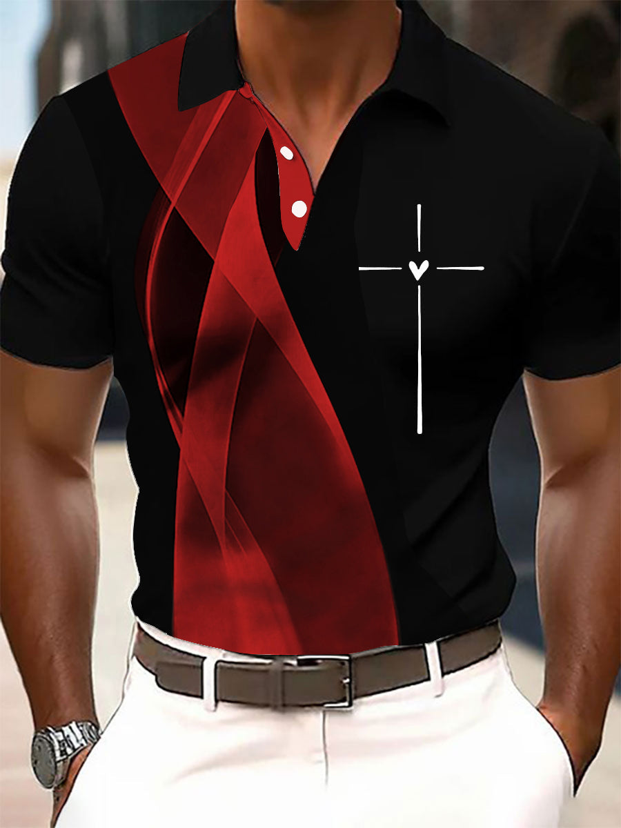 Camiseta casual impresa cruz de la fe de los hombres