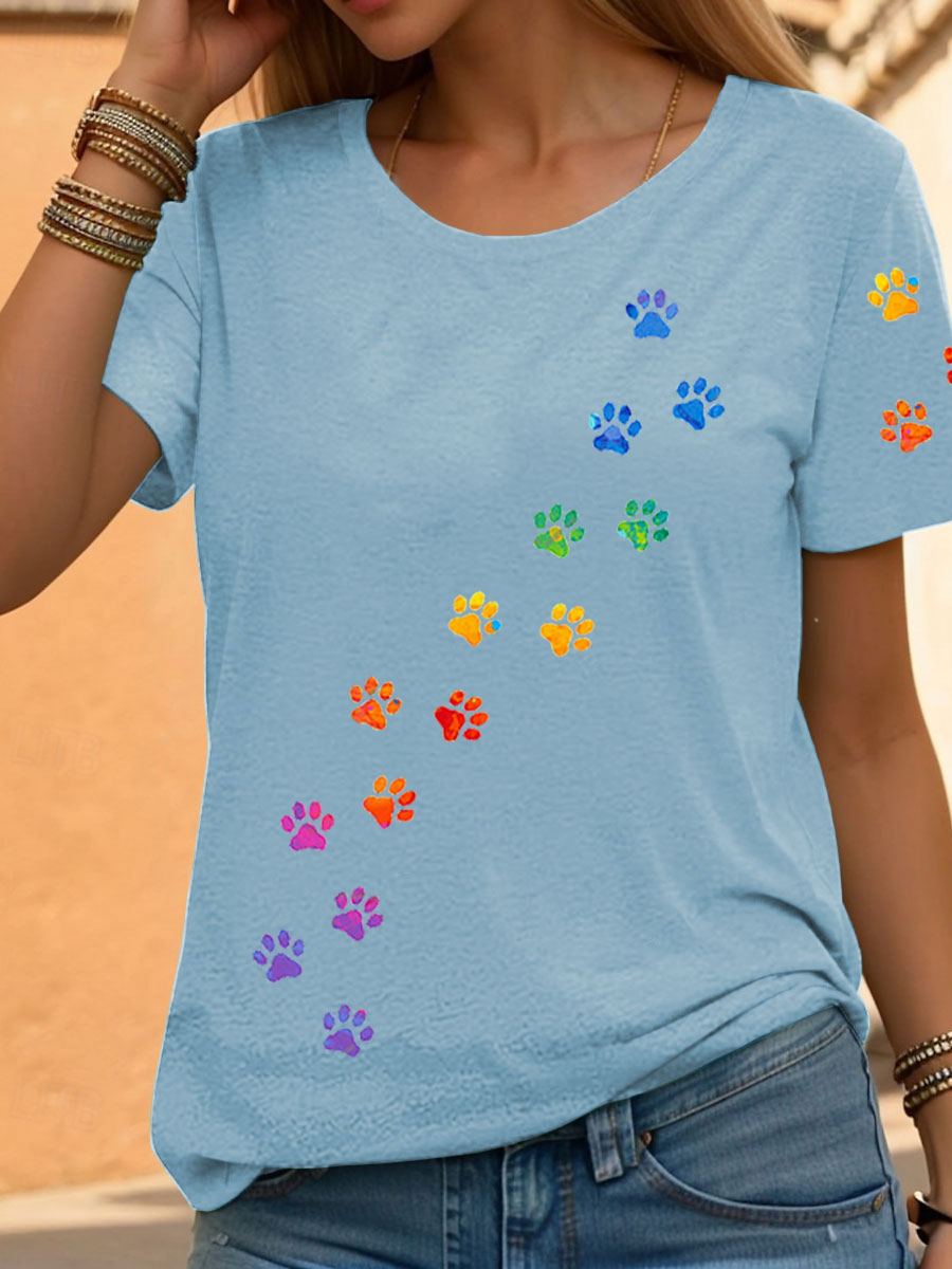 Mujer Arco iris Estampado Animal Casual Camisetas