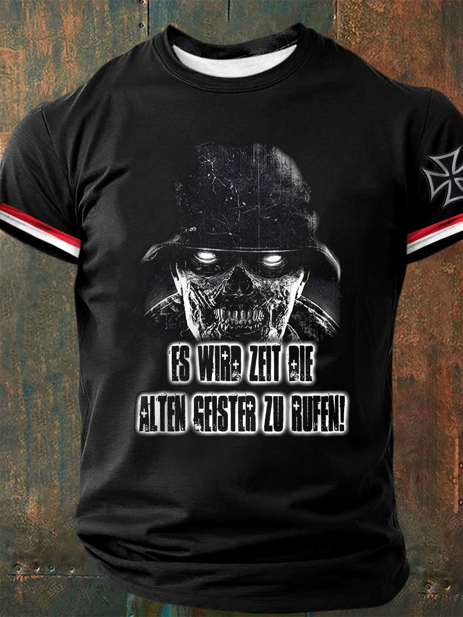 ¡Hombres Es wird Zeit die alten Geister zu rufen! Camiseta de manga corta estampada