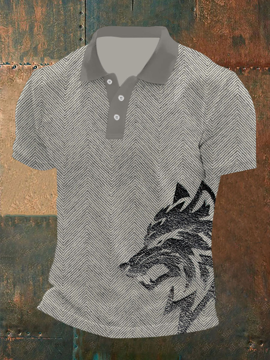 Camiseta del lobo del negocio de los hombres