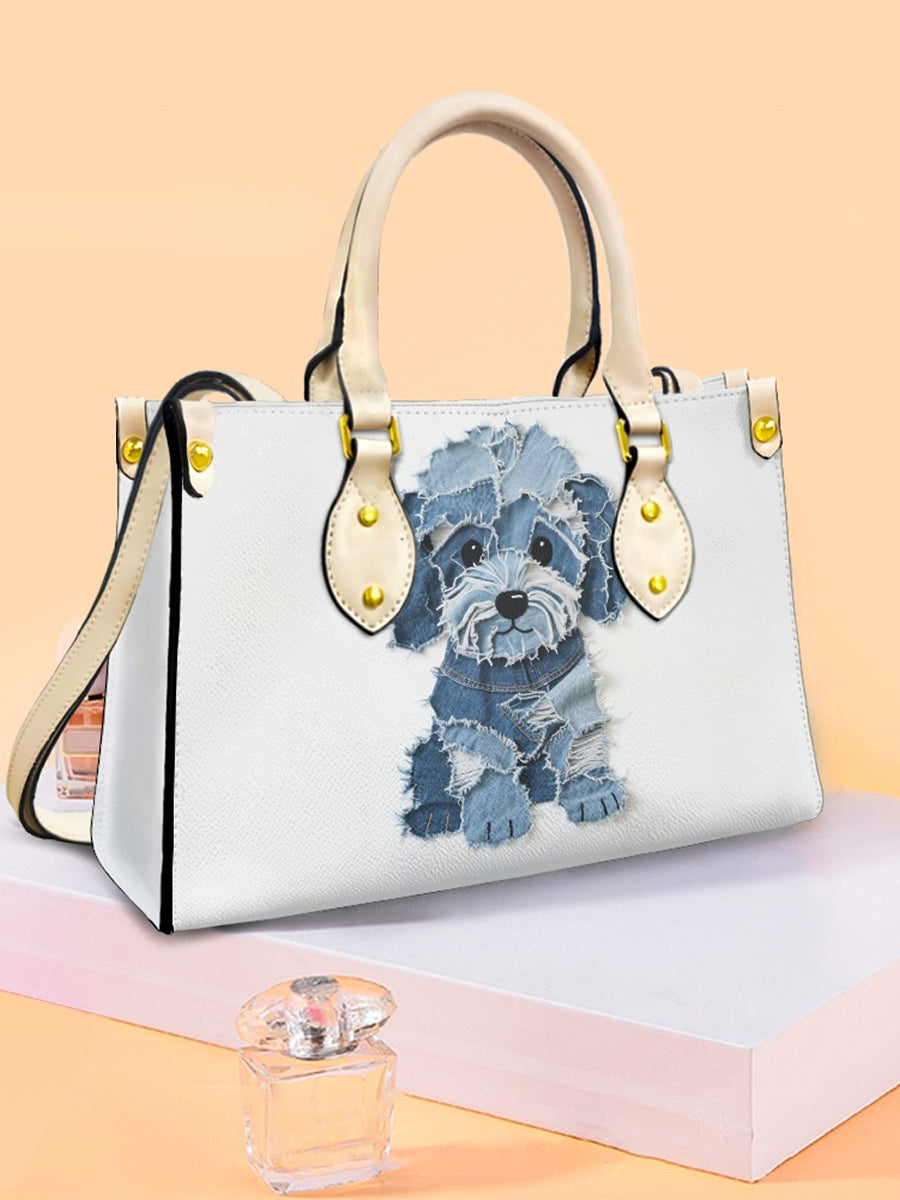 Bolso de hombro del totalizador del cuero del arte del remiendo del perro de las mujeres