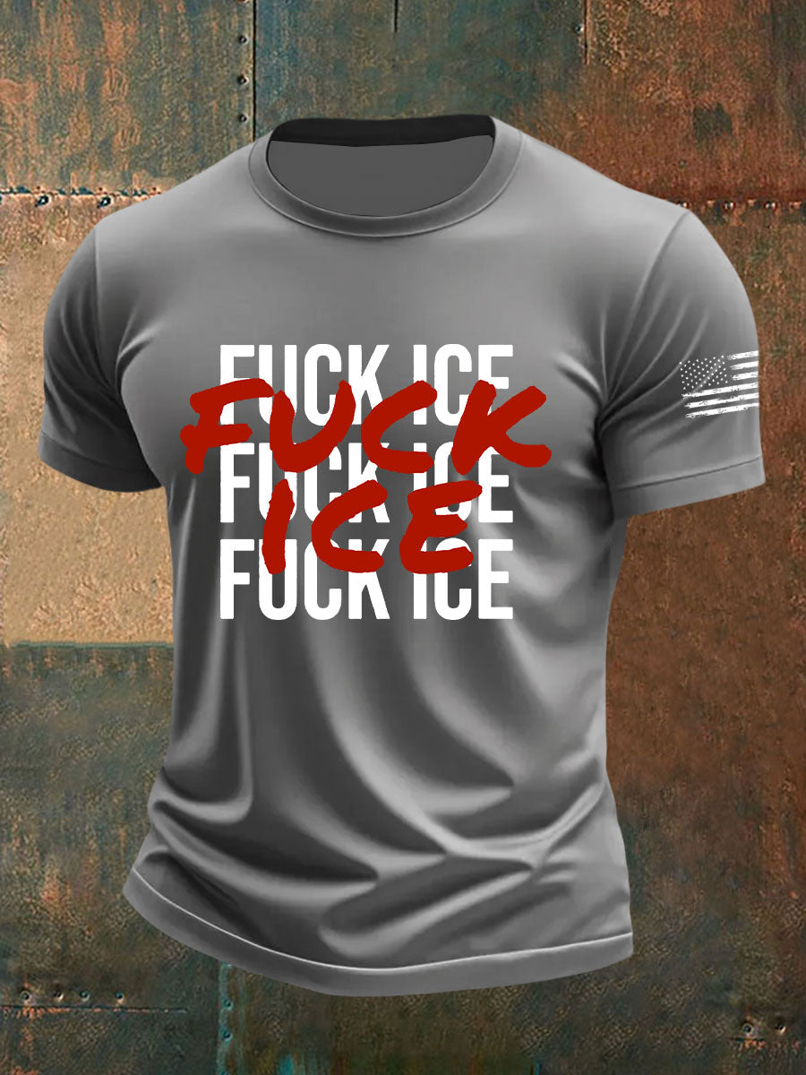Fuck ICE Impreso Casual Camiseta para hombre