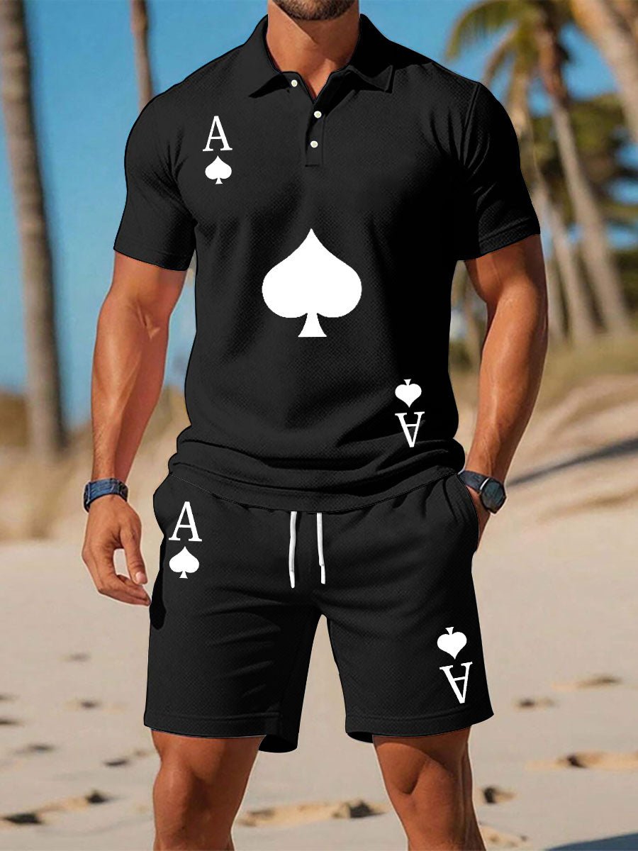 Conjunto de dos piezas de poker de manga corta para hombres