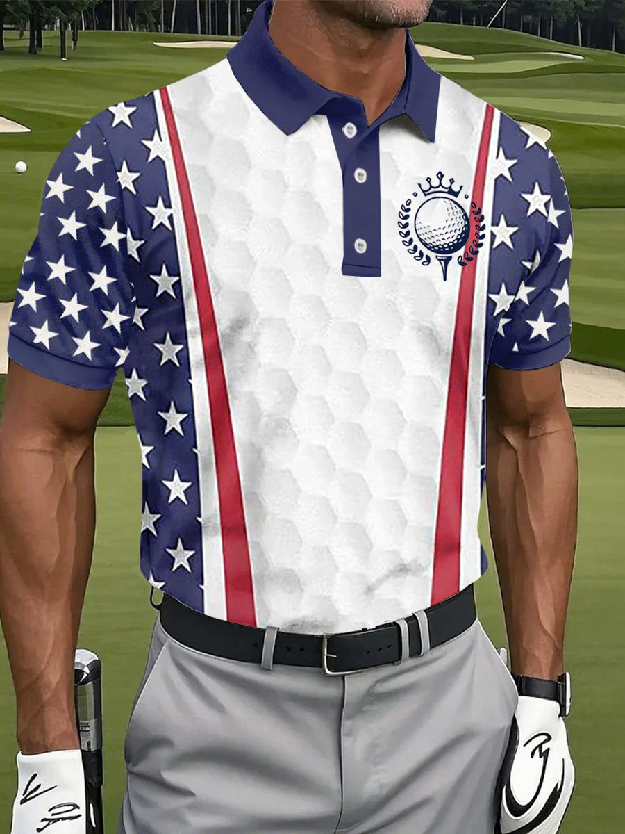 Camiseta de golf 4th of July USA Flag Print para hombre