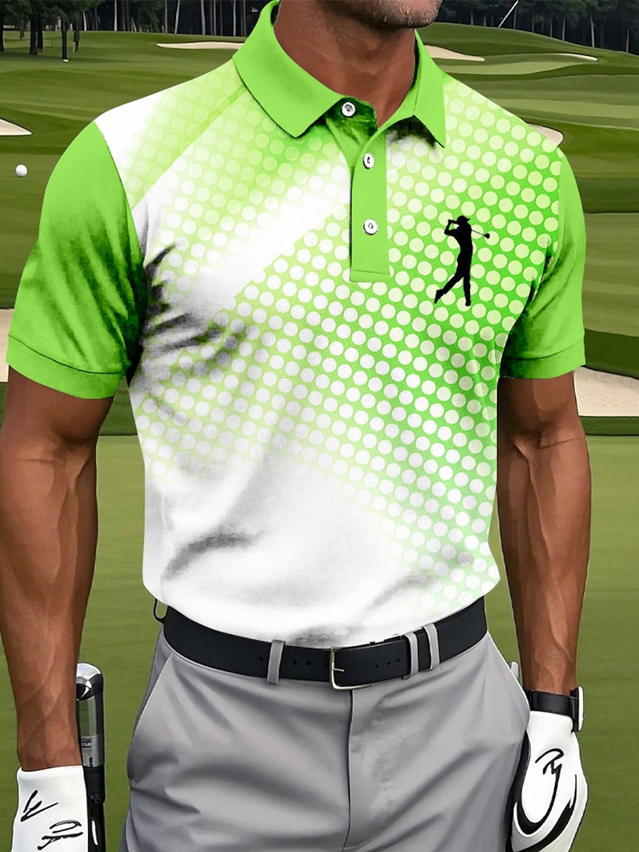 Botón de los hombres hasta la camisa de manga corta de golf de negocios casual
