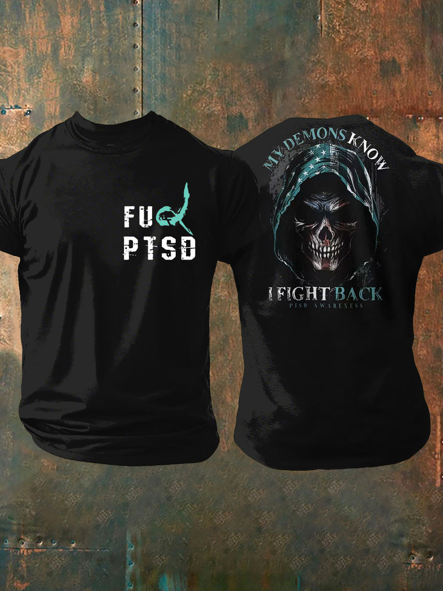 Camiseta impresa veterano de la conciencia del PTSD de los hombres