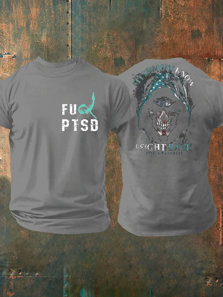 Camiseta impresa veterano de la conciencia del PTSD de los hombres