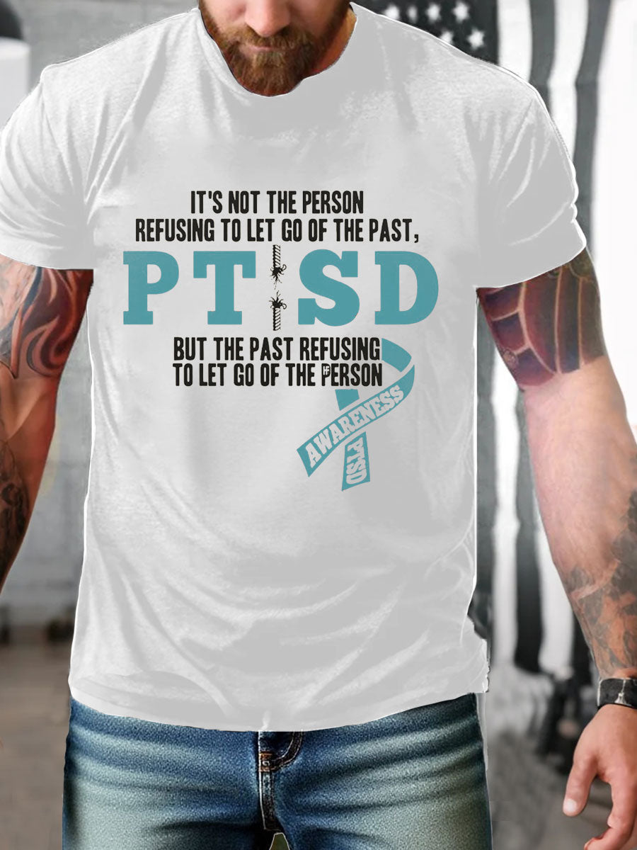 Camiseta impresa veterano de la conciencia del PTSD de los hombres