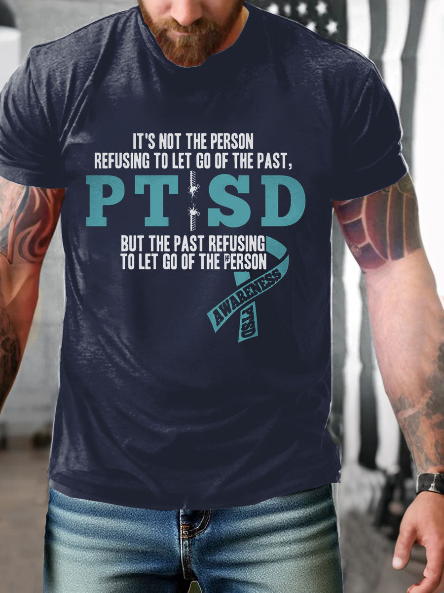 Camiseta impresa veterano de la conciencia del PTSD de los hombres