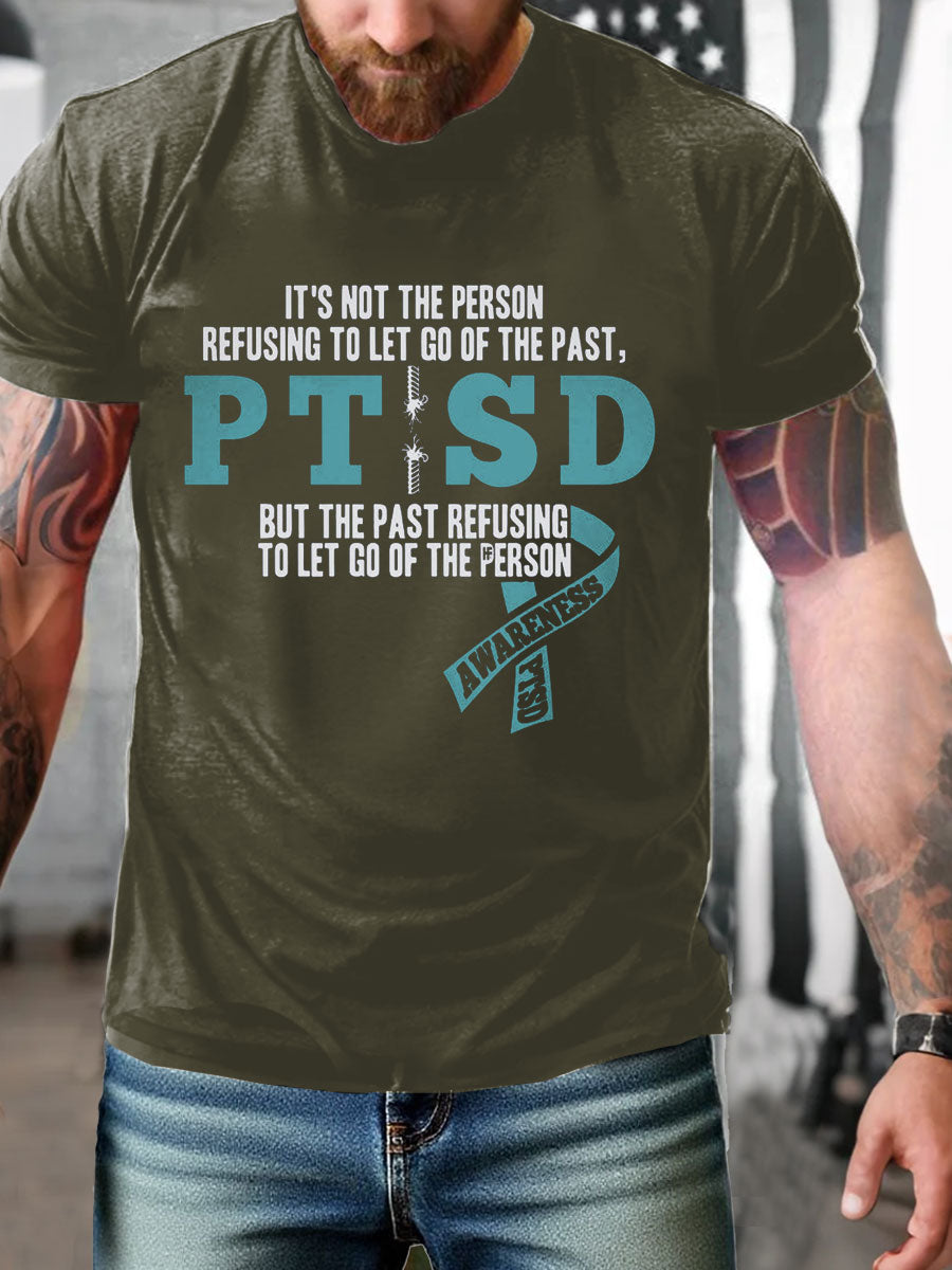 Camiseta impresa veterano de la conciencia del PTSD de los hombres