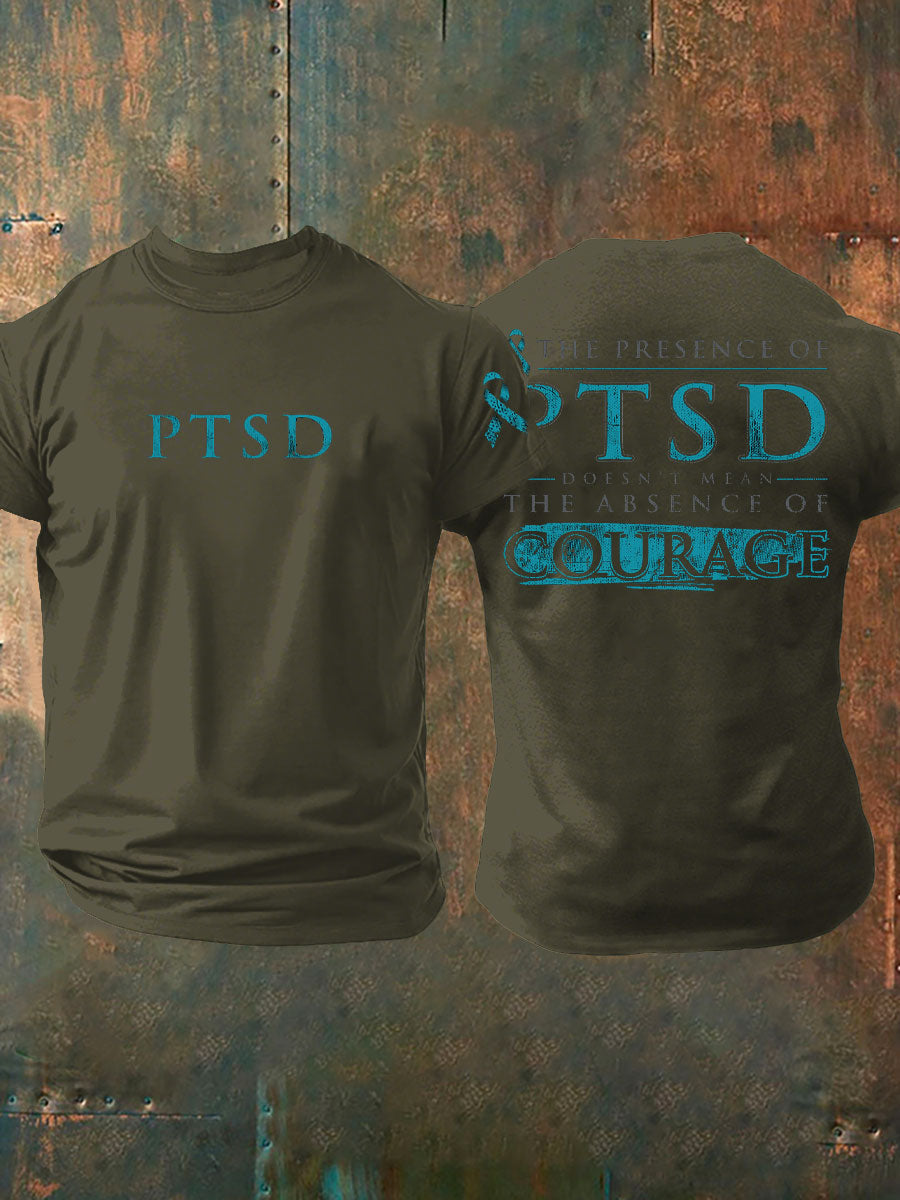 Camiseta impresa veterano de la conciencia del PTSD de los hombres