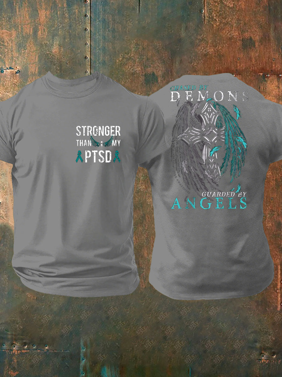 Camiseta impresa veterano de la conciencia del PTSD de los hombres