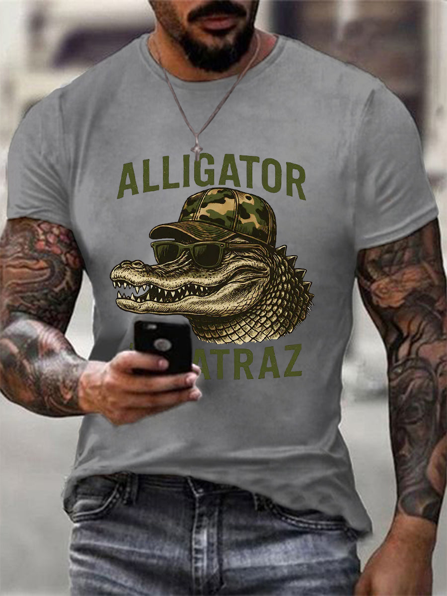 Hombres Retro Alcatraz Cocodrilo Divertido Florida Everglades Humor Oscuro Tee