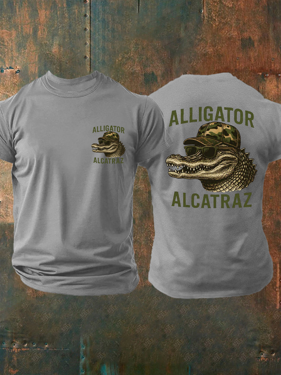 Hombres Retro Alcatraz Cocodrilo Divertido Florida Everglades Humor Oscuro Tee