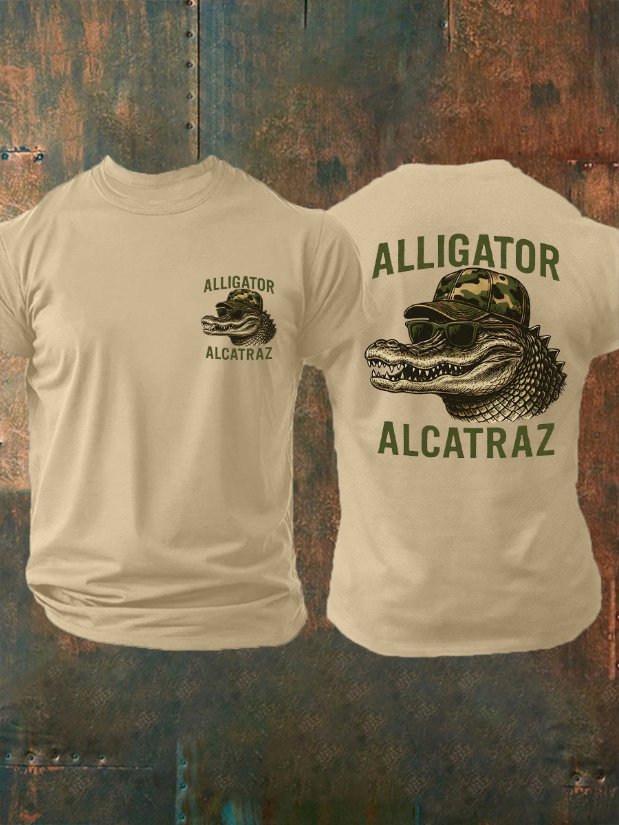 Hombres Retro Alcatraz Cocodrilo Divertido Florida Everglades Humor Oscuro Tee