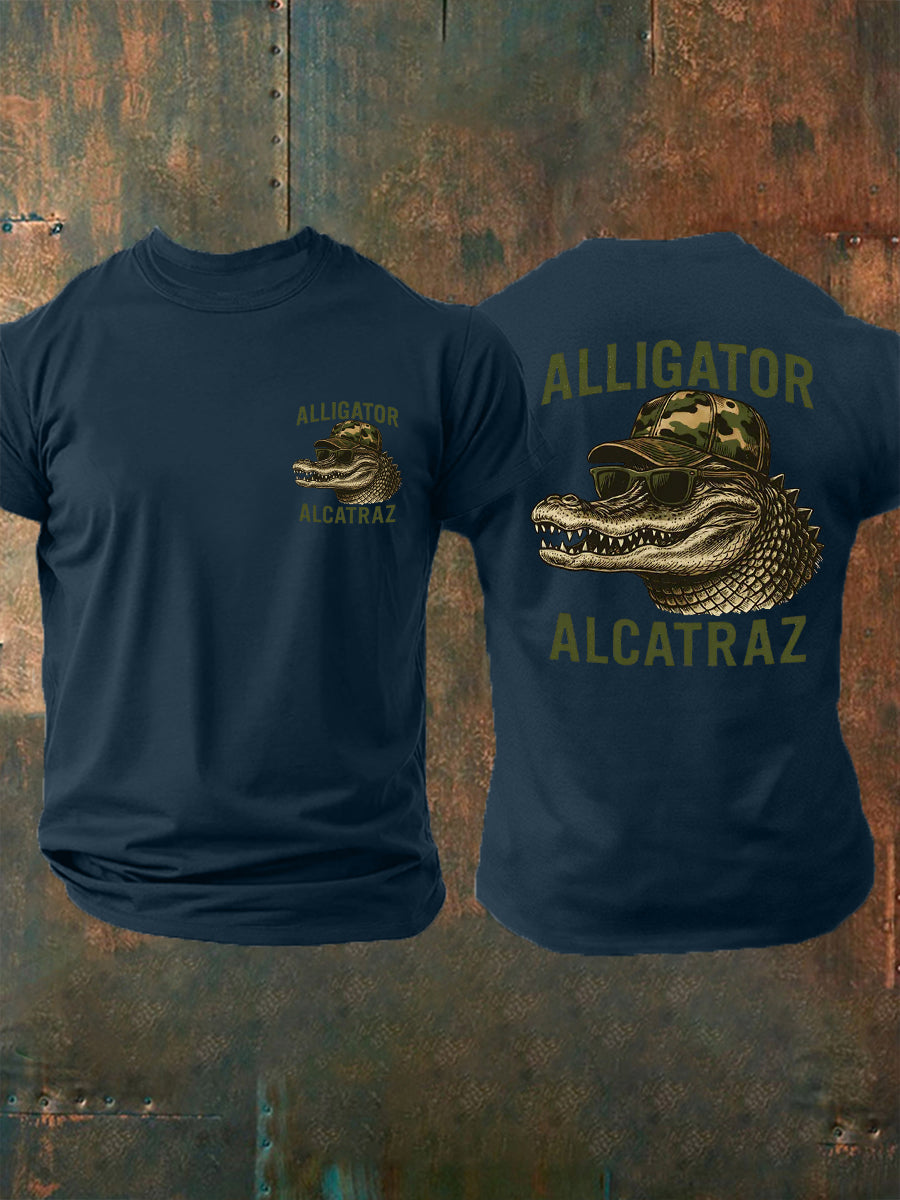 Hombres Retro Alcatraz Cocodrilo Divertido Florida Everglades Humor Oscuro Tee