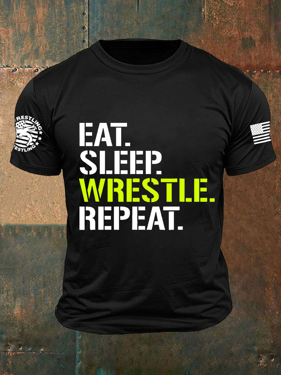 Comer. dormir. luchar. repetir de los hombres. Camisetas
