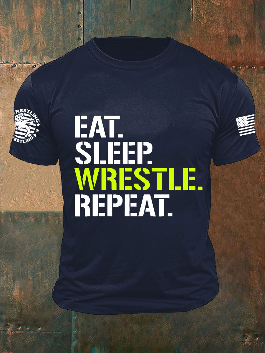 Comer. dormir. luchar. repetir de los hombres. Camisetas