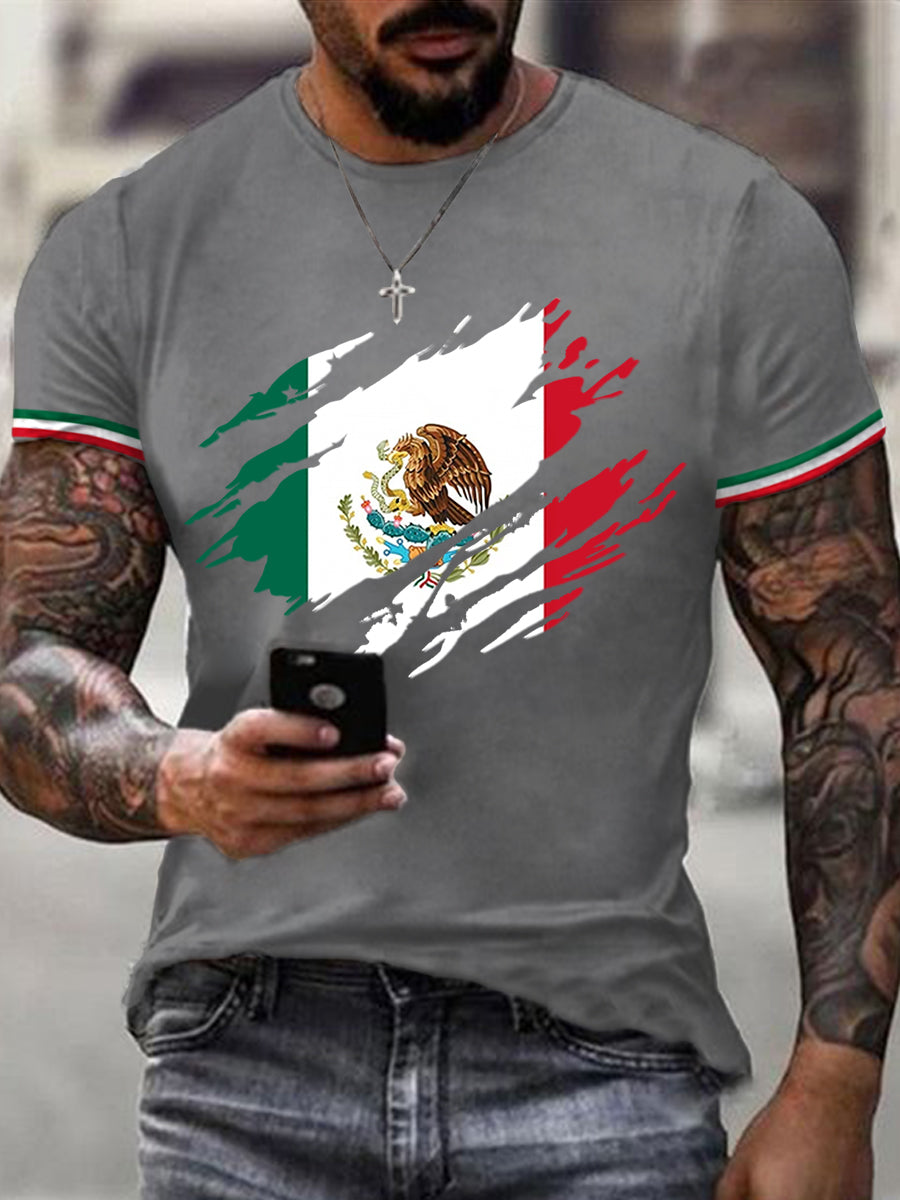 Camiseta casual mexicana del día de la independencia mexicana de la impresión de la bandera de los hombres