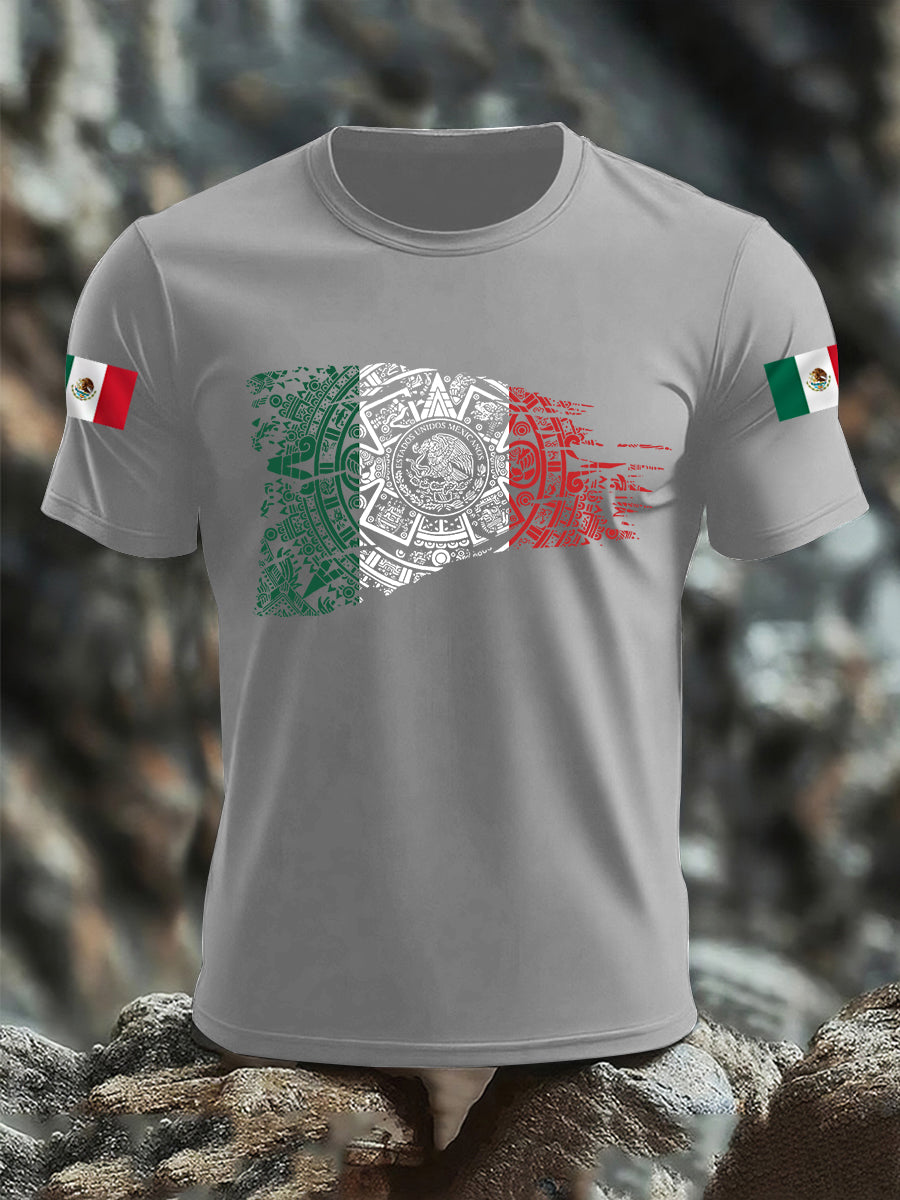 Camiseta casual del día de independencia mexicano de la impresión de la bandera del imperio azteca de los hombres