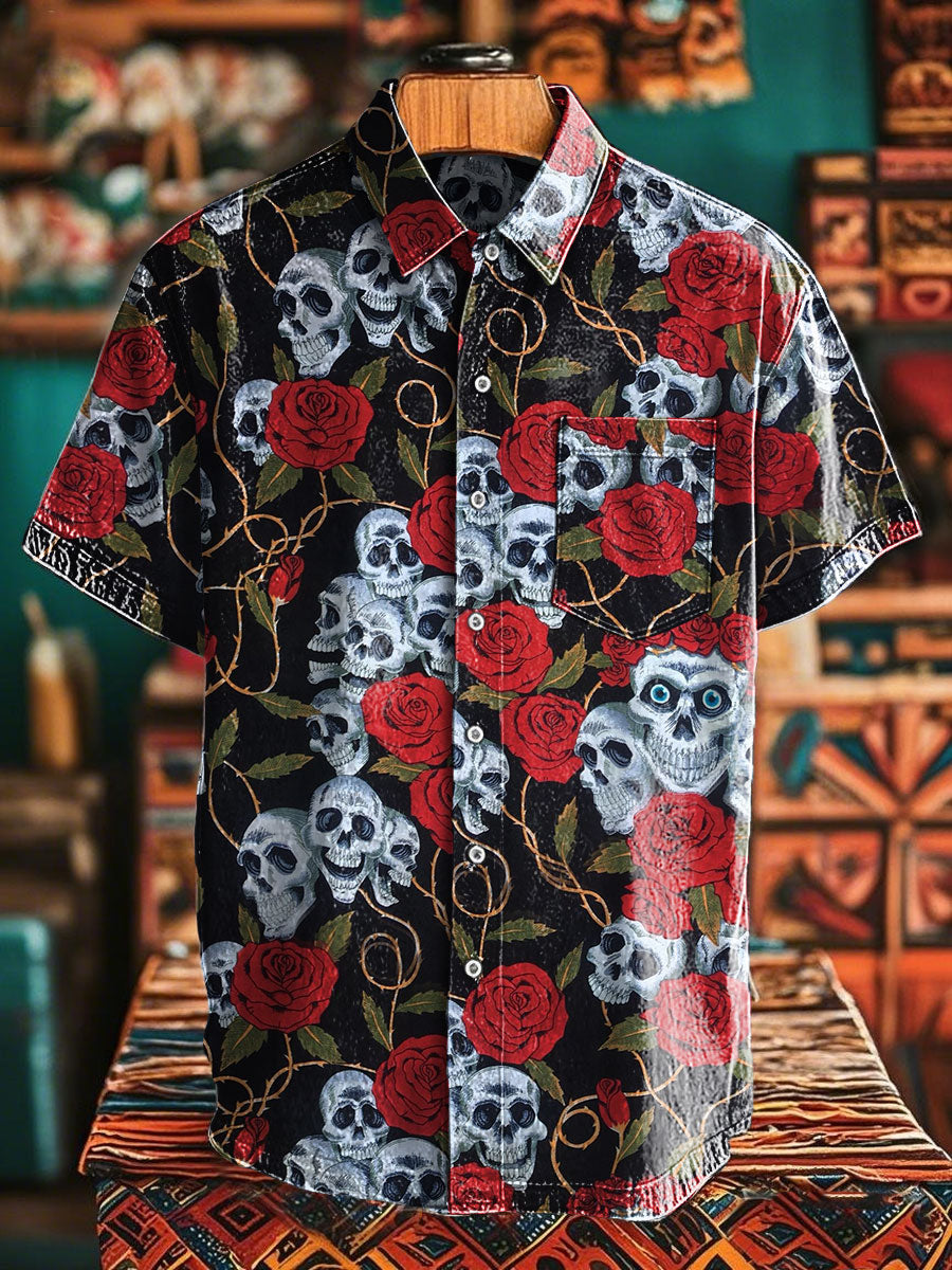 Camisa estampada floral del cráneo del azúcar de la fiesta Cinco de Mayo de México de los hombres