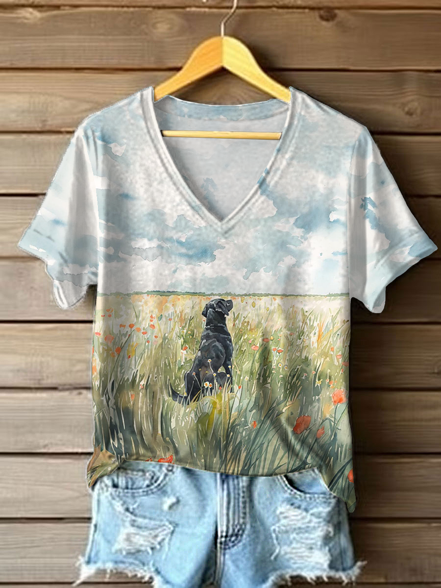 Camiseta de mujer Labrador Print Casual