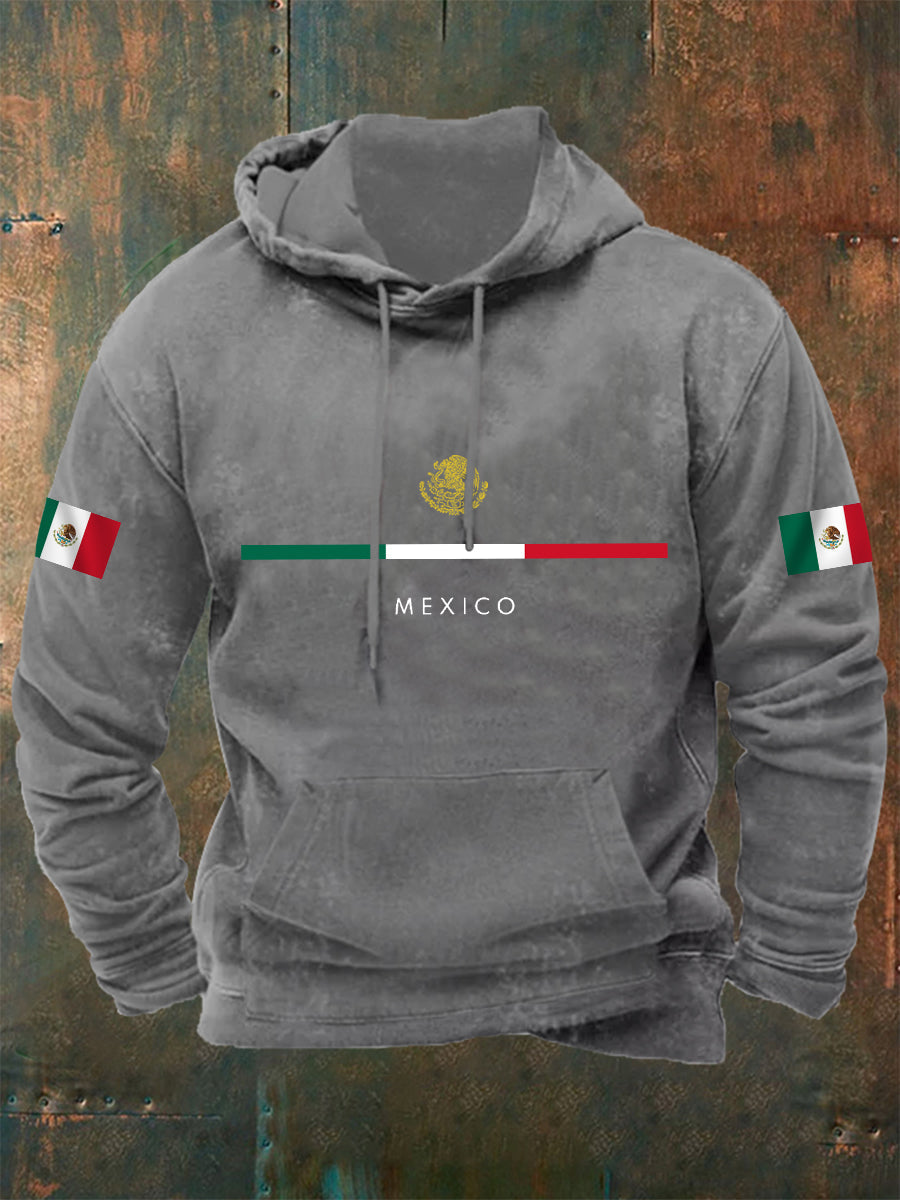Hombres Mexican Flag Print Casual Hoodie