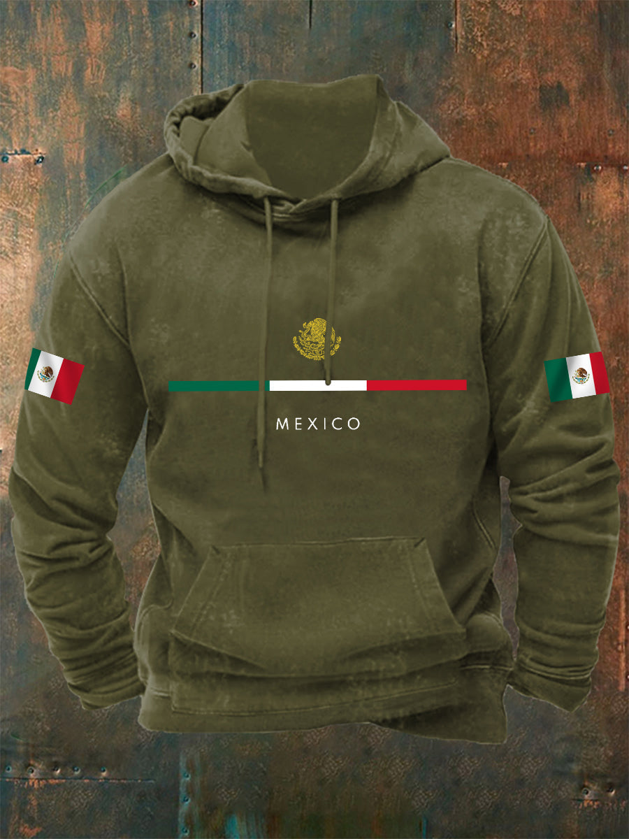 Hombres Mexican Flag Print Casual Hoodie