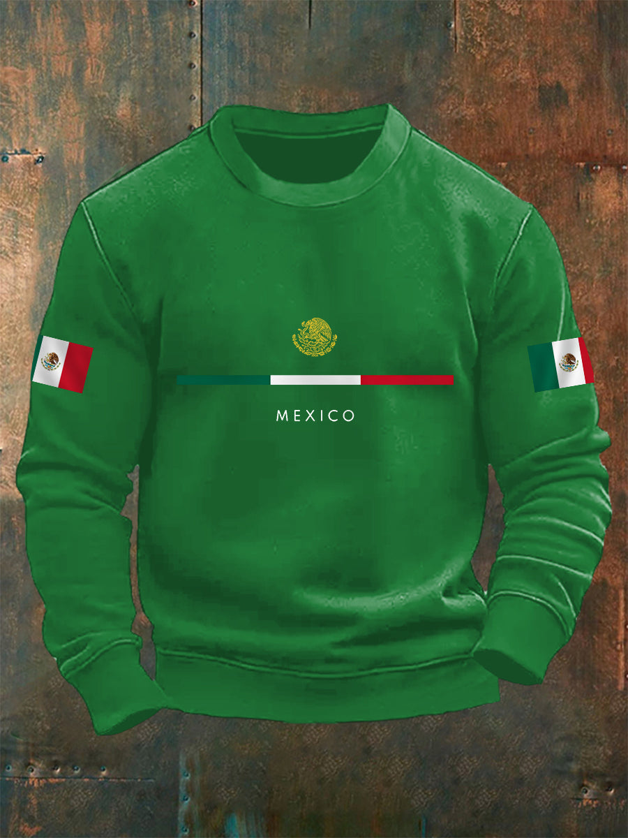 Sudadera con estampado de bandera mexicana para hombre