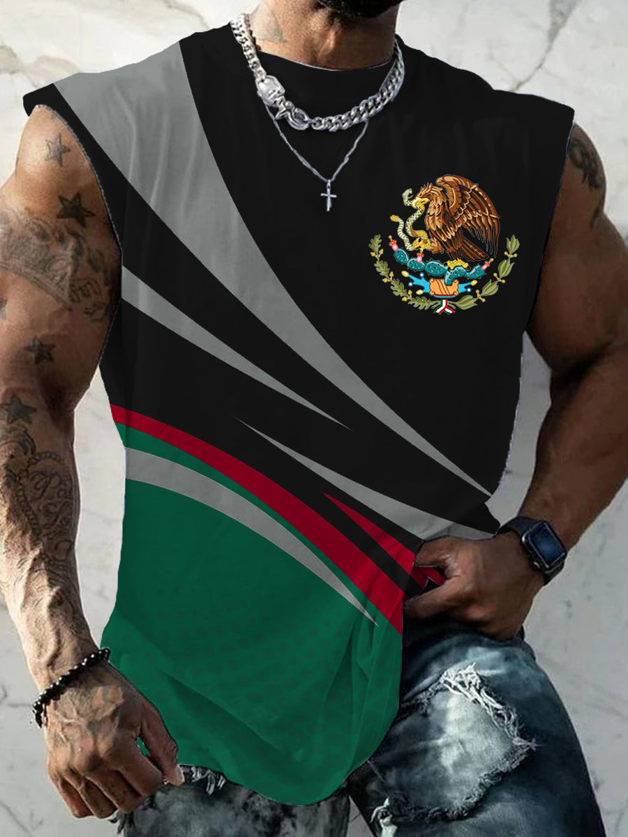 Hombres Mexican Flag Print Casual Tank Top