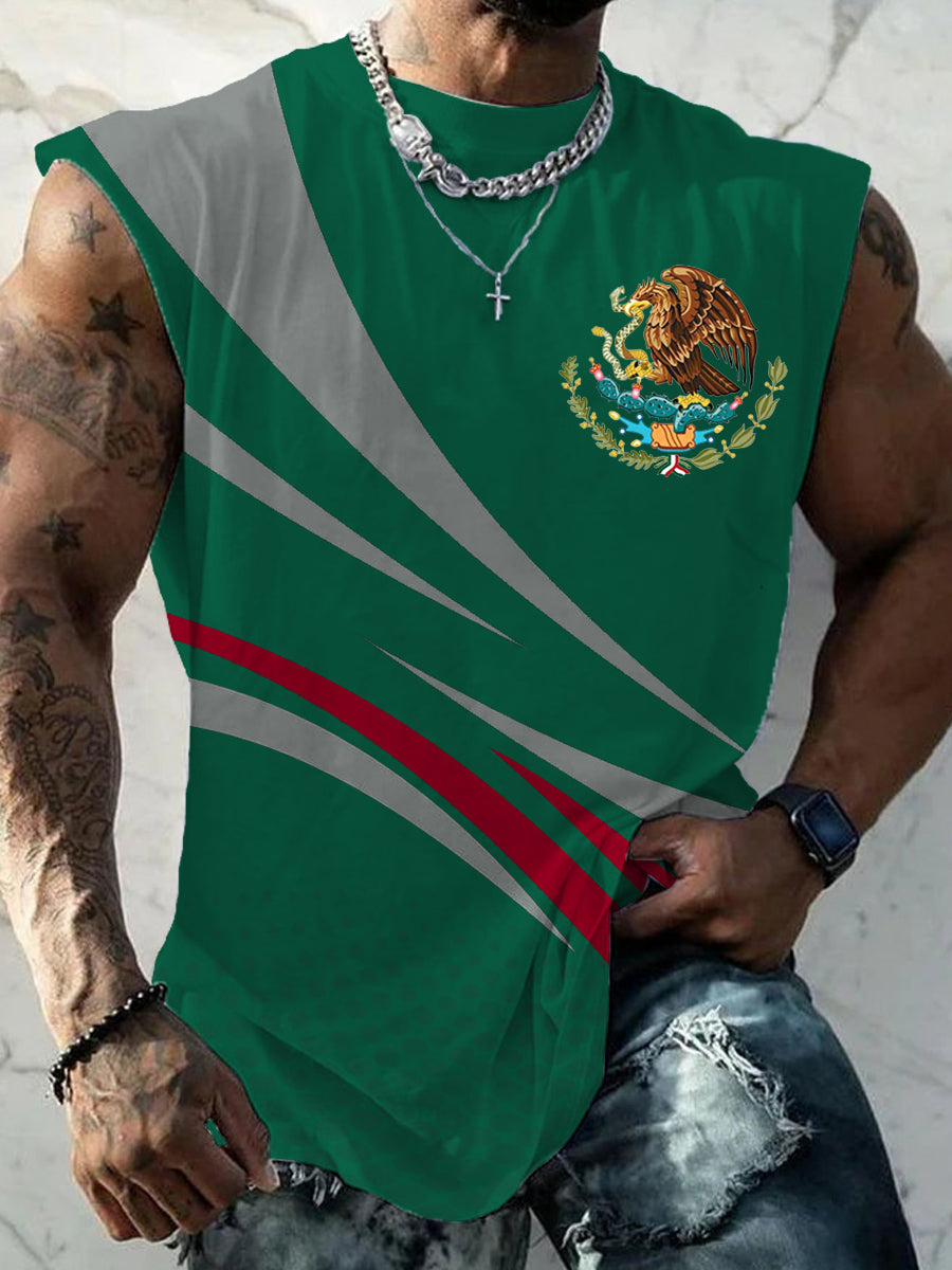 Hombres Mexican Flag Print Casual Tank Top