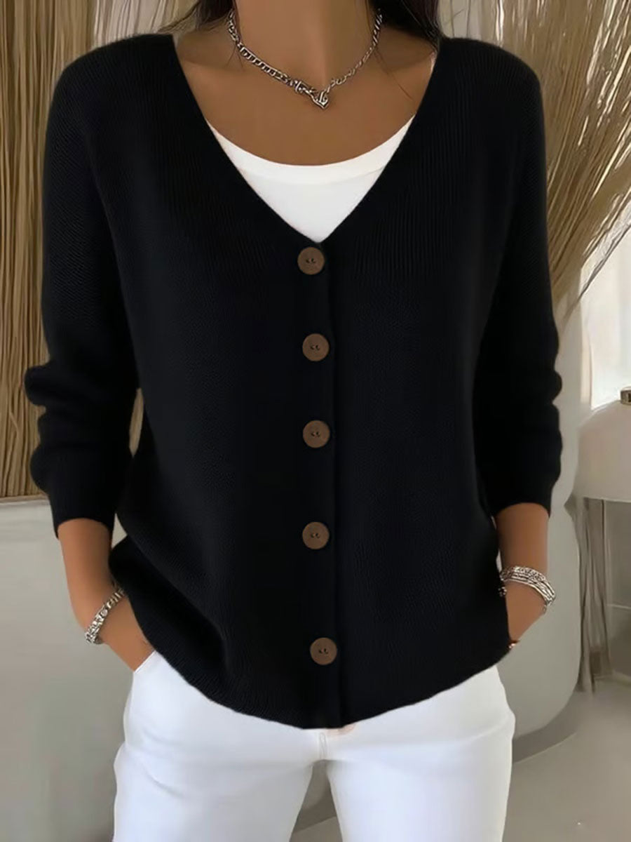 Mujer Casual Botón Cardigan