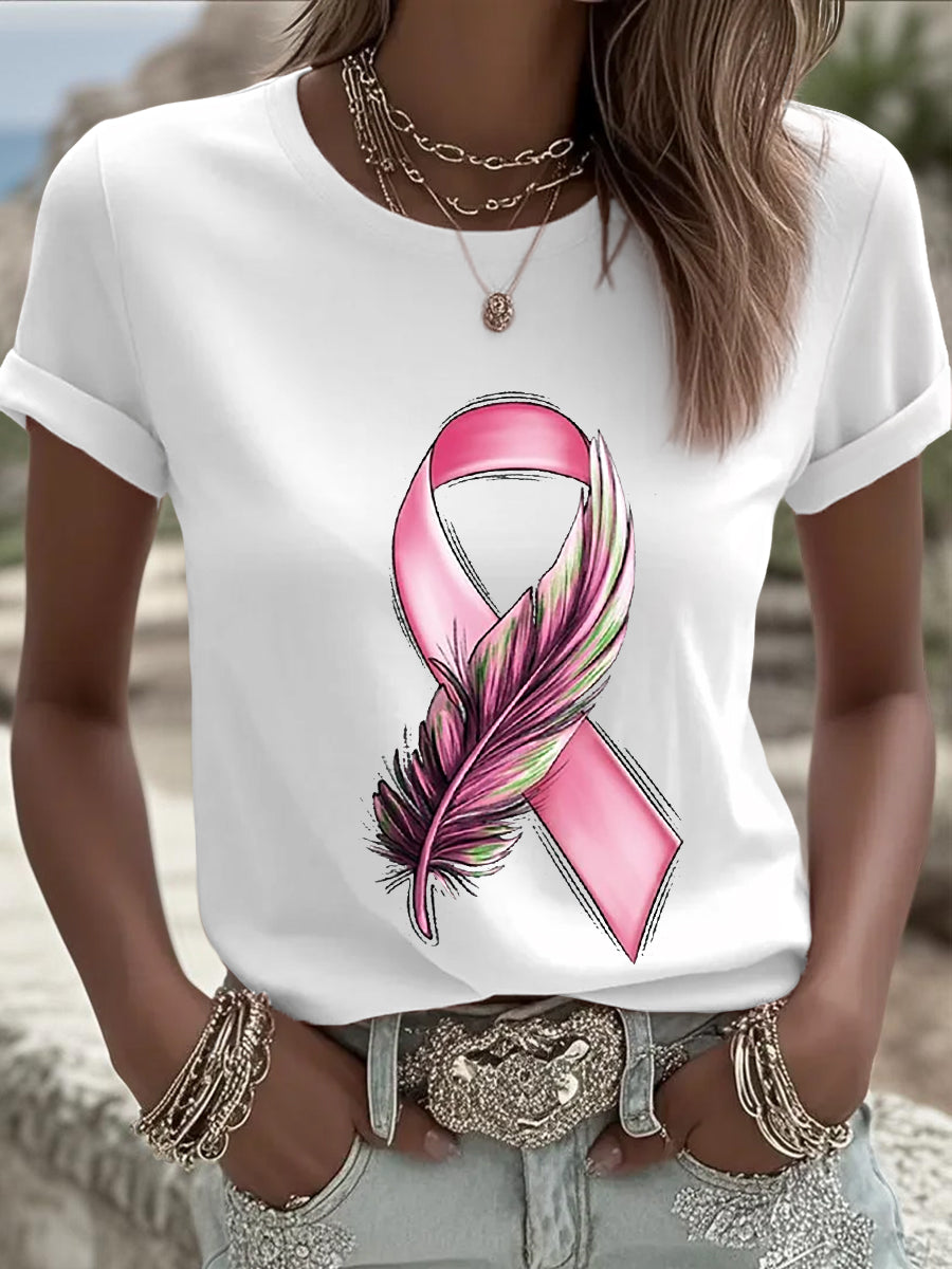 Camiseta de manga corta Mujer Breast Cancer Awareness Pink Ribbon