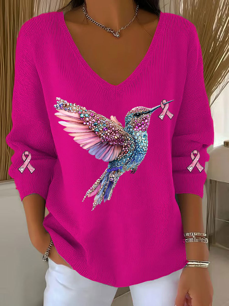 La conciencia del cáncer de mama de las mujeres colibrí Imprimir Casual Top