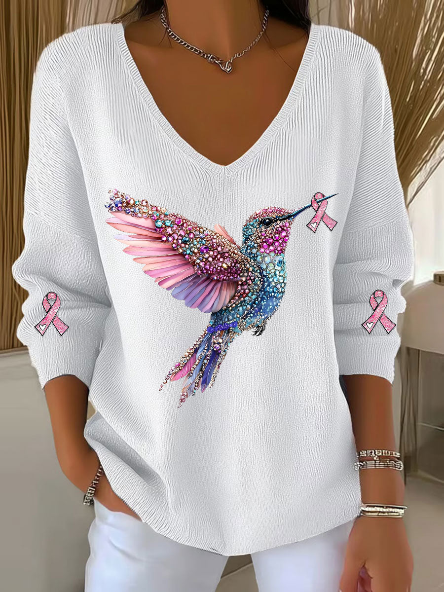La conciencia del cáncer de mama de las mujeres colibrí Imprimir Casual Top