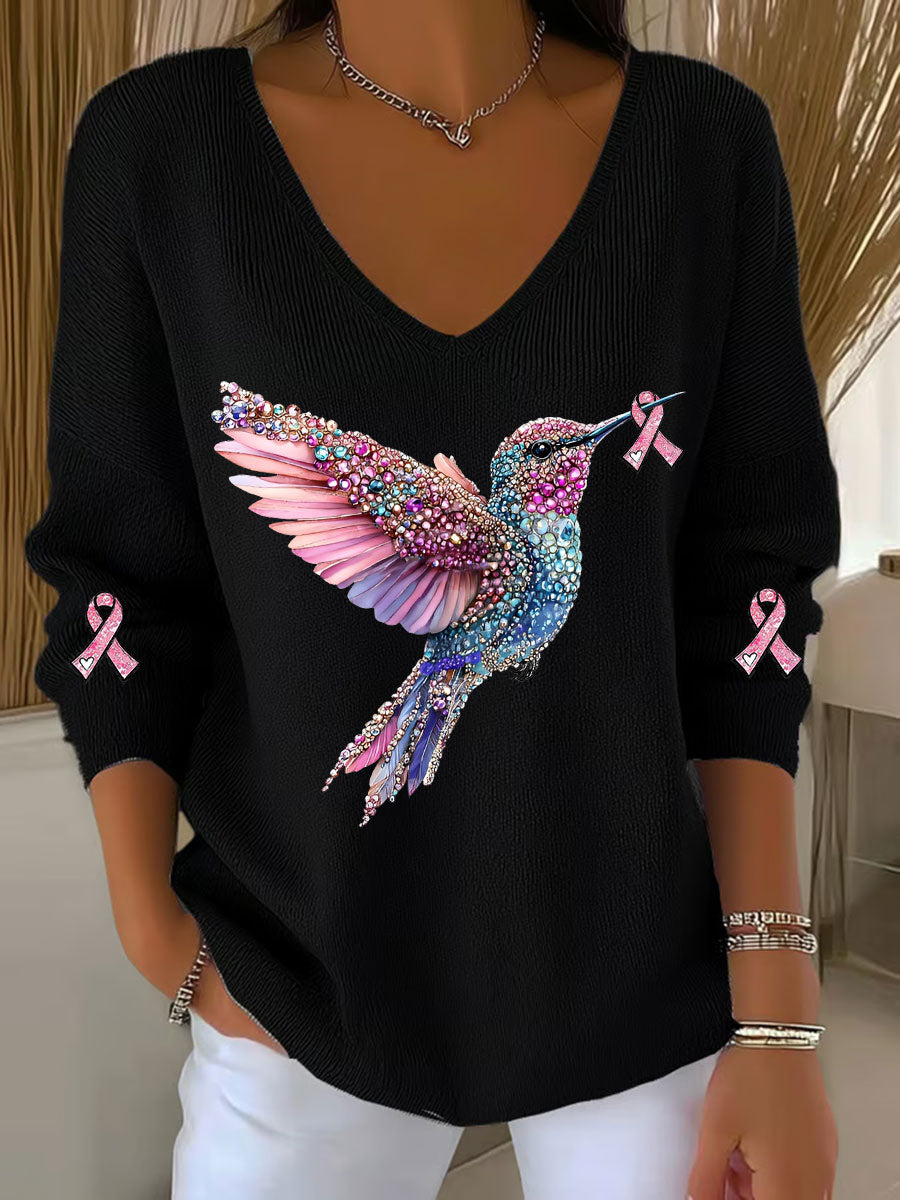 La conciencia del cáncer de mama de las mujeres colibrí Imprimir Casual Top
