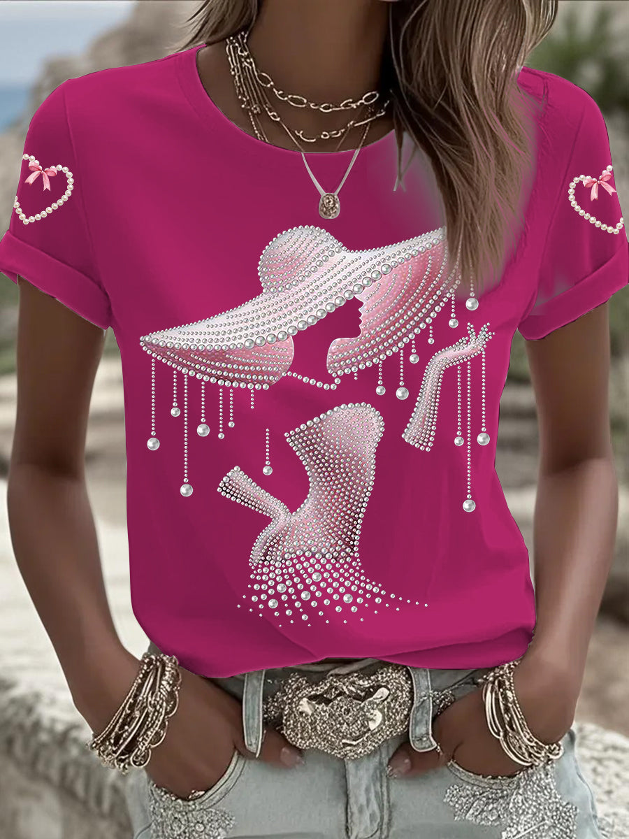 Camiseta de manga corta de la conciencia del cáncer de pecho de las mujeres